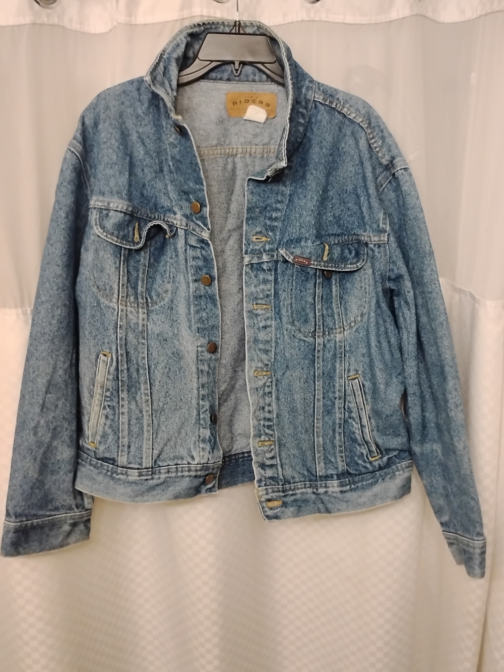 Vintage 80s Lee Riders Acid Wash Denim Trucker Jacket Size L Made in USA Jean